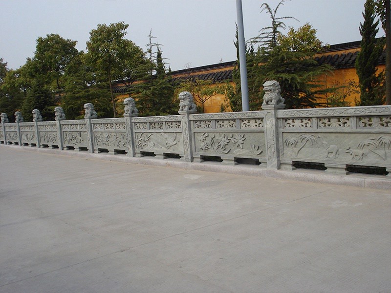 寺庙狮子头造型雕花石栏杆（编号330）