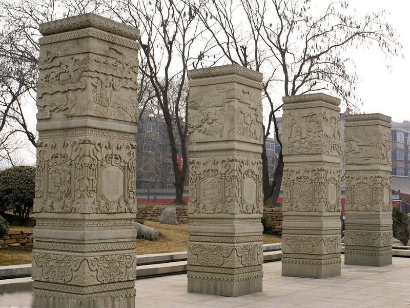 方形黄锈石文化柱
